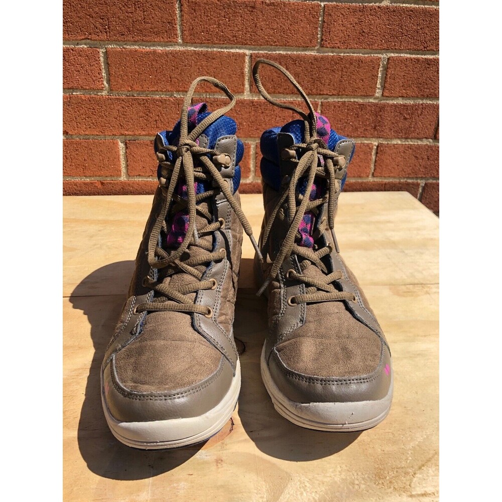 Ryka Aurora women Lace Up fabric upper Boots brown & blue  color Size 8.5 M